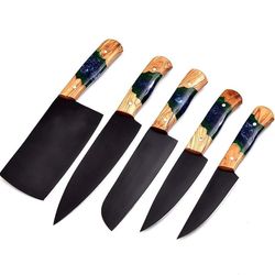 Black chef Knife Set, Outdoor Use Knife set, Cooking knife set, knives for chef, best for Birthday Gift, wedding gift