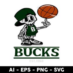 bucks basketball svg, bucks svg, basketball svg, skeleton svg - digital file