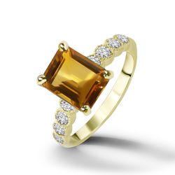 Citrine Ring - November Birthstone - Statement Ring - Gold Ring - Engagement Ring - Rectangle Ring - Cocktail Ring