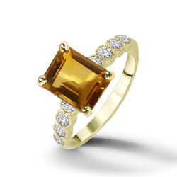 citrine ring - november birthstone - statement ring - gold ring - engagement ring - rectangle ring - cocktail ring