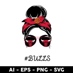 bulls messy bun svg, bulls nba teams svg, chicago bulls svg, png dxf eps file - digital file