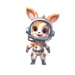 deer personified dressed as an astronaut cartoon