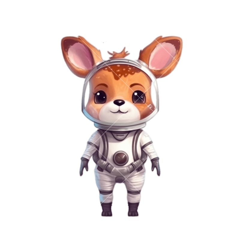 Deer personified dressed as an astronaut cartoo 6.png