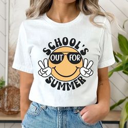 funny smiley schools out for summer shirt, teacher summer holiday, happy last day of school, end of the school year