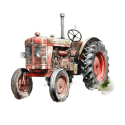 farmall tractor watercolor clipart, red tractor boys kindergarten decoration farm tractor png, commercial use agricultur