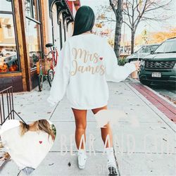 custom mrs. crewneck sweatshirt, bride oversized sweatshirt, mrs. bride sweatshirt, bride gift, personalized mrs. shirt,