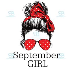 september girl red bandana birthday svg, birthday svg, september girl svg, september birthday svg