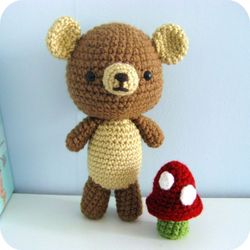 Amigurumi Crochet Bear and Mushroom Pattern Set Digital Download
