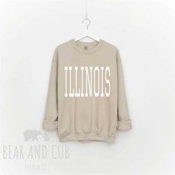 oversized illinois sweatshirt, throwback illinois crewneck sweatshirt, illinois crewneck, illinois gift, college student