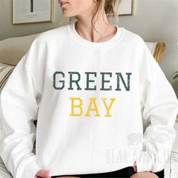Green Bay Football Vintage Crewneck Sweatshirt, Retro Green Bay Shirt, Green Bay Gift, Oversized Tailgate Pullover, Wisc