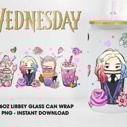 enid coffee 16oz can glass wrap png, enid wedneday 16oz, wedsday coffee 16oz wrap, nevermore academy png, hand drawn fil