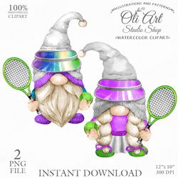 Tennis. Gnome Png Clipart. Hand Drawn Graphics, Instant Download. Digital Download. OliArtStudioShop