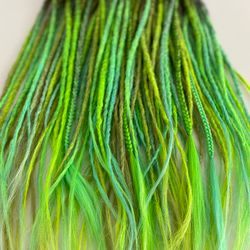 Synthetic Neon Green dreads extensions, Blue and  Yellow DE dreadlocks CROCHET GREEN DREADS