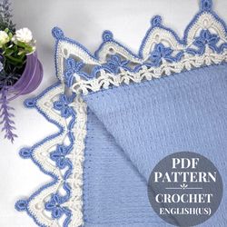 Crochet edging pattern, crochet border for decor towels, pattern crochet lace edging tablecloths, Detailed tutorial pdf.