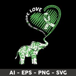 cute elephant with heart kidney disease awareness svg, elephant svg, png dxf eps file - digital file