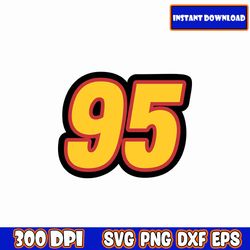 number 95 svg, cars svg, planes and cars birthday bundle, instant download, instant download lightning mcqueen mater