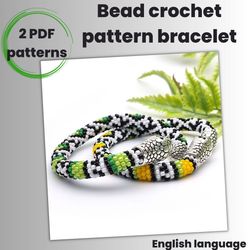 2 Pdf patterns, Pattern bracelets, Pattern snake bracelets, Bead crochet pattern, Seed bead pattern, Crochet with beads
