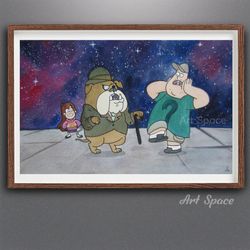 original watercolor painting british dog gravity falls dipper's home wall, a gift for a teenager
