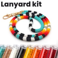 Lanyard kit, Crochet rope kit, Bead crochet kit, Turquoise lanyard kit, Kit for lanyard, Teacher lanyard kit, Gift ideas