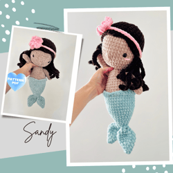 Sandy the Cute Mermaid Pattern, Plushie Mermaid Crochet Pattern