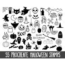 procreate halloween stamps, procreate halloween set, procreate halloween stamps set, procreate doodles, procreate brushe