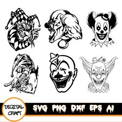 scary clowns svg, halloween, clown, horror, svg, png