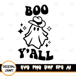 boo y'all svg, country halloween svg, cowboy ghosvg, ghost vibes svg, retro ghosvg, retro halloween svg, halloween vibes