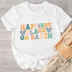 Happiest Place On Earth Shirt, Colorful Vacay Shirts Kids Toddler Baby Matching Family, Retro Vacation Shirts