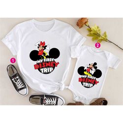 my first disney trip, matching disney shirts, disney vacation, disney family shirts, disney kids shirts, disney family m