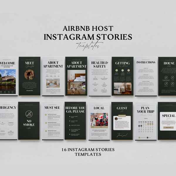 Airbnb Instagram Templates, 16 Story templates, Canva template, welcome book, airbnb template, airbnb signs, home rental (1).jpg