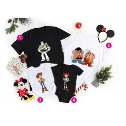 toy story characters shirts, birthday group tshirt, tree rex, stich, woody, jessie, buzz lightyear, aliens, hamm, toy st