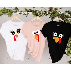 cute turkey fall thanksgiving shirt, thanksgiving family matching shirt, turkey face shirt, funny thanksgiving shirt, th