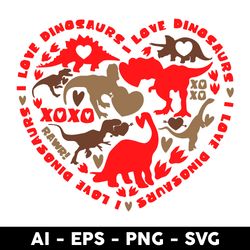 dinosaur heart svg, dinosaur svg, heart svg, png dxf eps file - digital file