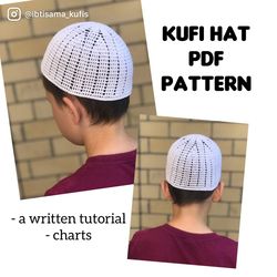 Crochet mens kufi skull cap hat pattern