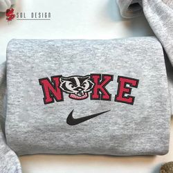 Nike Wisconsin Badgers Embroidered Sweatshirt, NCAA Embroidered Sweater, Wisconsin Badgers Shirt, Unisex Shirts