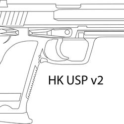 hk usp v2 hand gun line art  vector file laser engraving, cnc router, cutting, engraving, cricut, vinyl cutting file