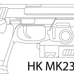 hk mk23 hand gun line art vector file laser engraving, cnc router, cutting, engraving, cricut, vinyl cutting file