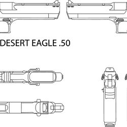 desert eagle. 50 hand gun line a rt vector  laser engraving, cnc router, cutting, engraving, cricut, vinyl cutting file