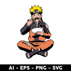eats ramen svg, naruto eating svg, anime svg, naruto svg, ramen svg, png dxf eps file - digital file