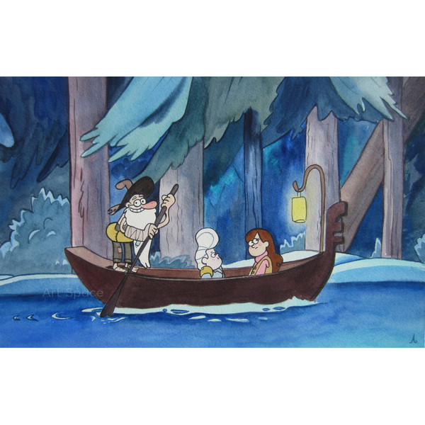 Gravity Falls-Mabel Pines-McGucket-Gideon-Old Man-Fiddleford Hadron-Stanley-cartoon-walk on the river-date.JPG