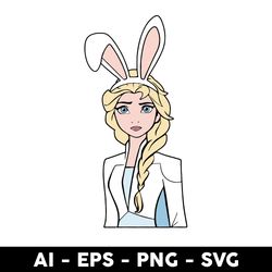 elsa in bunny ears svg, elsa svg, disney pincess svg, disney svg, png dxf eps file - digital file