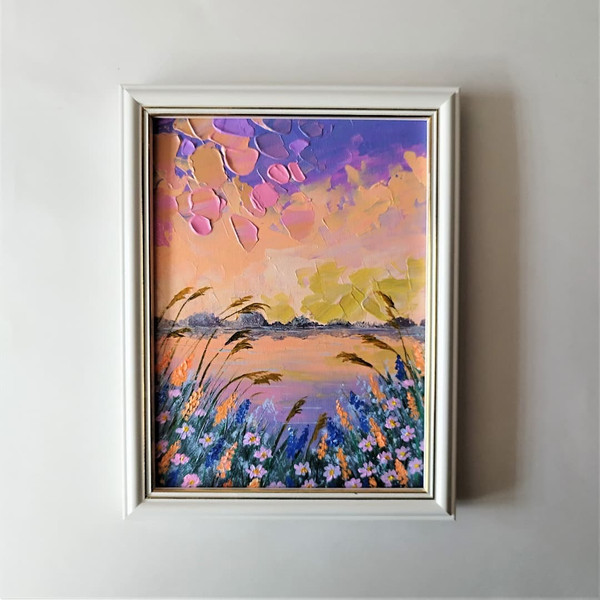 Acrylic-painting-lake-sunset-landscape-art-in-frame.jpg