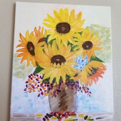 abstract oil painting sunflowers, wildflowers