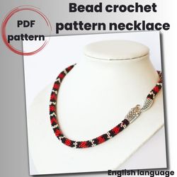 red snake necklace pattern, pdf pattern necklace, pdf pattern rope necklace, diy necklace, necklace pattern, beaded rope