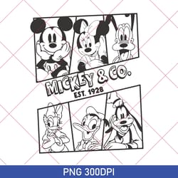 vintage mickey & co 1928 png, retro vintage disney png, disneyland png, disney family trip png, disneyland character png