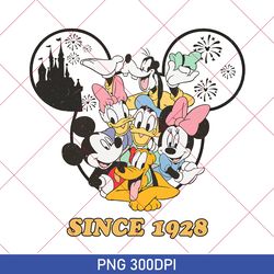 vintage mickey & co 1928 png, retro vintage disney png, retro mickey and co, disneyworld png, family mickey and friends