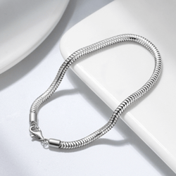 925 Sterling Silver 3.0mm Mesh Popcorn Chain Bracelet for Men Women