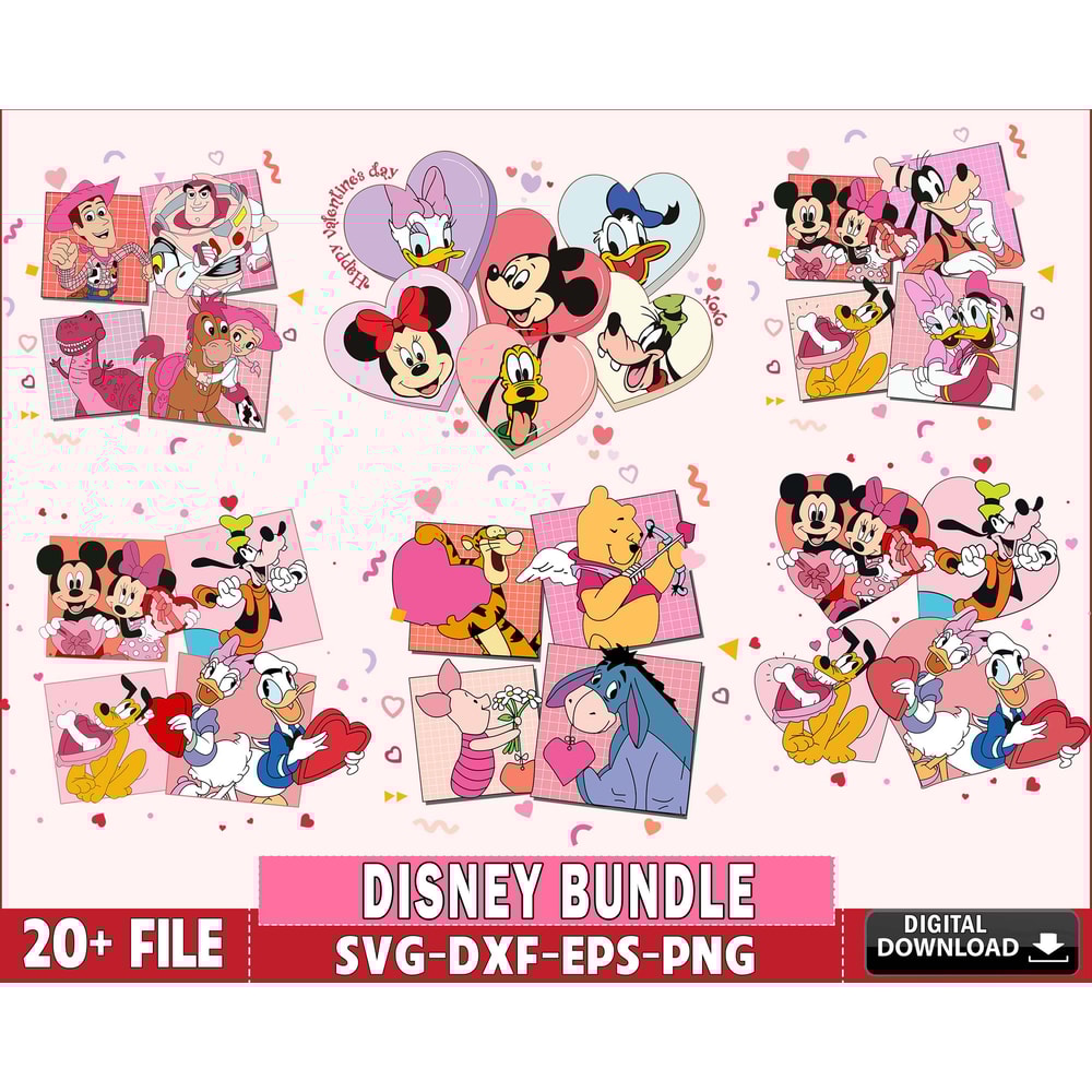 Disney valentines , pooh valentines , mickey valentines bundle svg.jpg