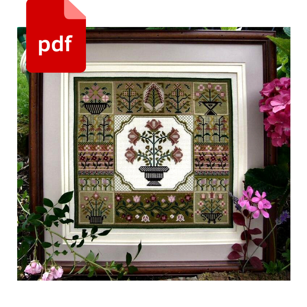 Pdf Floral Sampler Cross Stitch Chart Spring Sampler Cross Stitch Rustic Decor 0