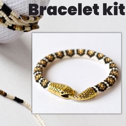 diy jewelry making kit, bead crochet snake bracelet kit, diy snake bracelet, diy bracelet kit, hand bead crochet kit